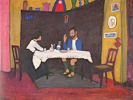 Kandinsky and Erma Bossi at the Table 1912 - Wassily Kandinsky reproduction oil painting