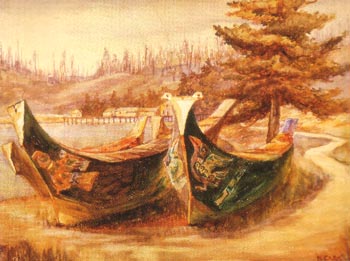 War Canoes 1908 - Emily Carr reproduction oil painting