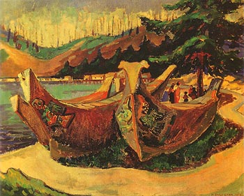 War Canoes 1912 - Emily Carr reproduction oil painting