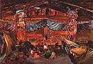 Indian House Interior With Totems 1912 - Emily Carr reproduction oil painting