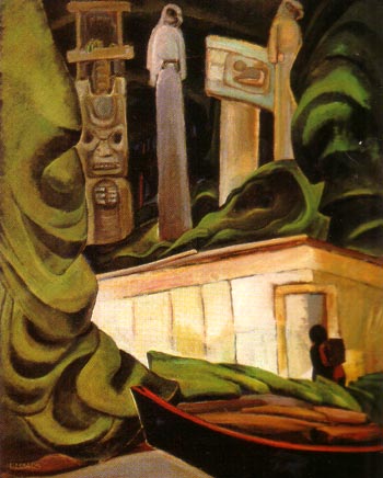 Indian Hut Queen Charlotte Islands 1930 - Emily Carr reproduction oil painting