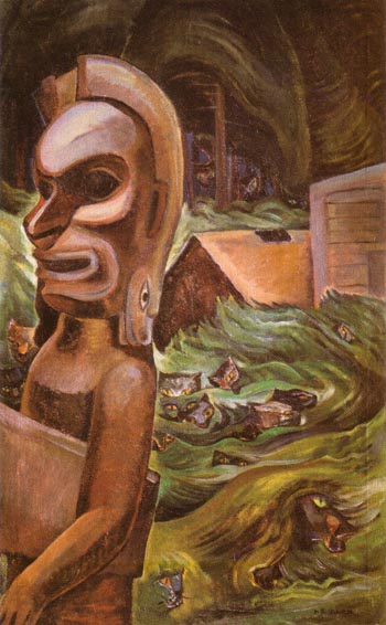 Zunoqua of The Cat Village 1931 - Emily Carr reproduction oil painting