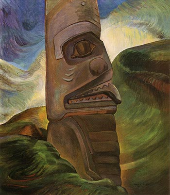 A Skidegate Pole 1941 - Emily Carr reproduction oil painting