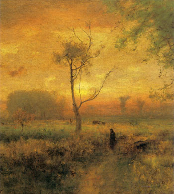 Sunrise detail 1887 - George Inness reproduction oil painting