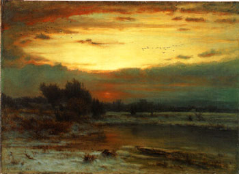 Winter Close of Day A Winter Sky 1866 - George Inness reproduction oil painting