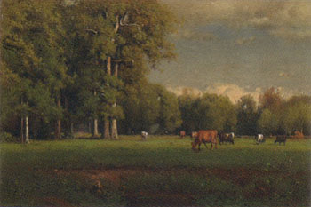 Landscape with Cattle 1877 - George Inness reproduction oil painting