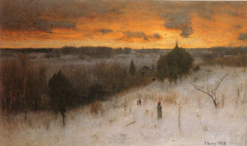 Winter Evening 1887 - George Inness reproduction oil painting