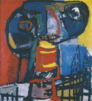 Figure above Village 1953 - Karel Appel reproduction oil painting