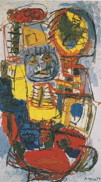 Tragic Carnival 1954 - Karel Appel reproduction oil painting