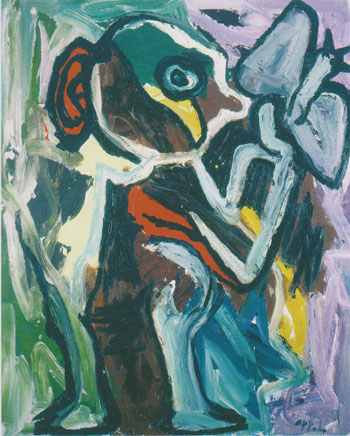 Person with Butterfly 1982 - Karel Appel reproduction oil painting