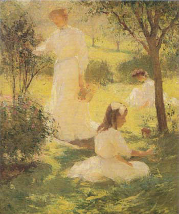 Girls in the Garden 1906 - Frank Weston Benson reproduction oil painting