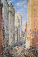 Broad Street Canon New York c 1904 - Colin Campbell Cooper reproduction oil painting