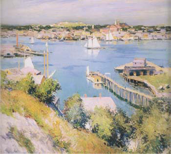 Gloucester Harbor 1895 - Willard Leroy Metcalfe reproduction oil painting