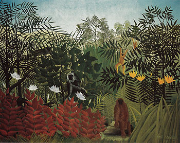 Tropical Forest with Monkeys 1910 - Henri Rousseau reproduction oil painting