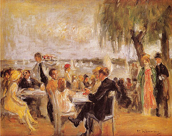Garden Cafe on the Elbe - Max Liebermann reproduction oil painting