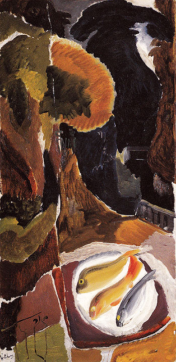 Balcony with Fish 1943 - Ivon Hitchens reproduction oil painting