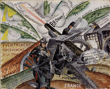 Cannons in Action Words on Liberty and Forms 1915 - Gino Severini reproduction oil painting