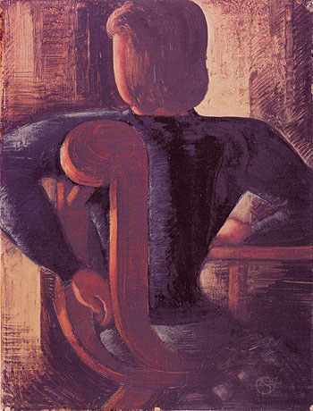 Rear View of a Woman Sitting at the Table 1936 - Oskar Schlemmer reproduction oil painting