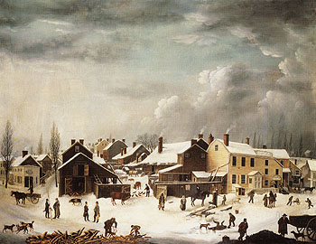 Winter Scene in Brooklyn c1817 - Guy Francis reproduction oil painting