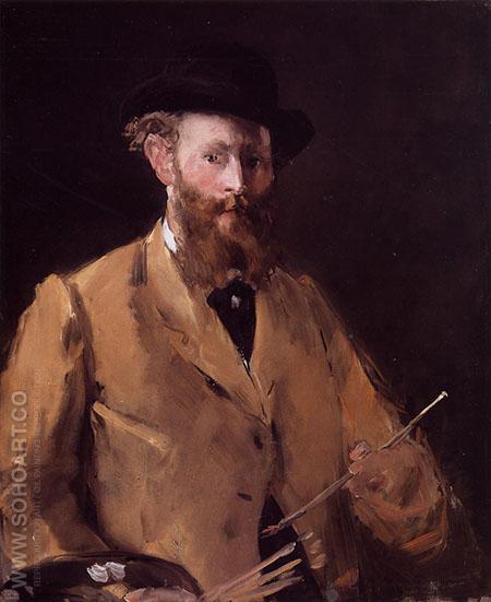 Self Portrait with Palette 1879 - Edouard Manet reproduction oil painting