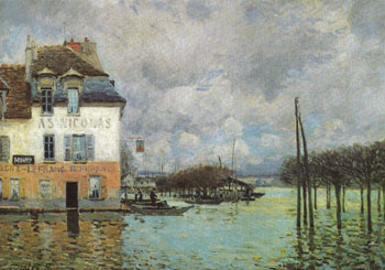 Flood at Port Marly 1876 - Alfred Sisley reproduction oil painting