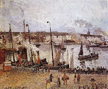 Port of Dieppe Rainy Morning 1902 - Camille Pissarro reproduction oil painting