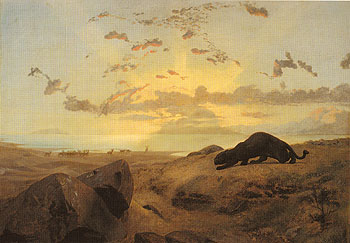 Black Panther Stalking A Hero of Deer 1851 - Jean Leon Gerome reproduction oil painting