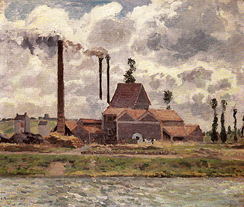 Factory near Pontoise 1873 - Camille Pissarro reproduction oil painting