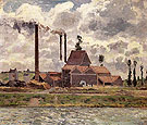 Factory near Pontoise 1873 - Camille Pissarro reproduction oil painting