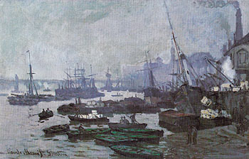 Boats in the Port of London 1871 - Claude Monet reproduction oil painting