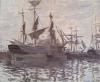 Ships in a Harbor c1873 - Claude Monet reproduction oil painting