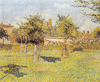 Woman in a Meadow Spring Eragny sur Epte 1888 - Camille Pissarro reproduction oil painting