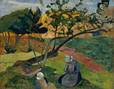 Landscape with Two Breton Women 1889 - Paul Gauguin reproduction oil painting