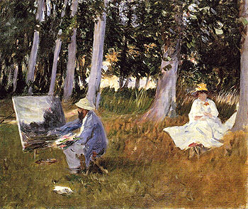 Claude Monet Painting by the Edge of a Wood 1887 - John Singer Sargent reproduction oil painting