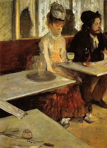 In a Cafe The Absinthe Drinker c1875 - Edgar Degas reproduction oil painting