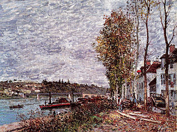 Saint Mammes Gray Weather c1880 - Alfred Sisley reproduction oil painting