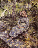 Peasant Seated at Dusk 1880 - Camille Pissarro reproduction oil painting