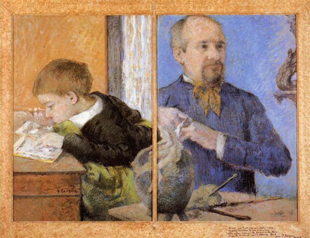 Portrait of the Sculptor Aube with His Son 1882 - Paul Gauguin reproduction oil painting