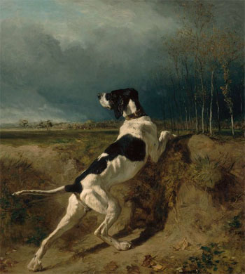 Hound Pointing 1860 - Constant Troyon reproduction oil painting