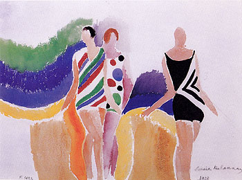 Girls in Swimming Costumes 1928 - Sonia Delaunay reproduction oil painting