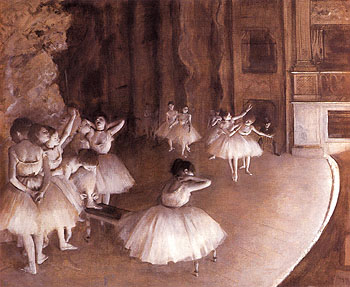 Ballet Rehearsal on the Stage 1874 - Edgar Degas reproduction oil painting