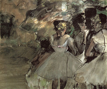 Three Dancers in the Wings c1880 - Edgar Degas reproduction oil painting