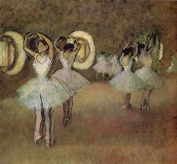 Dance Rehearsal in the Foyer of the Opera 1895 - Edgar Degas reproduction oil painting