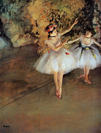 Two Dancers on the Stage 1874 - Edgar Degas reproduction oil painting