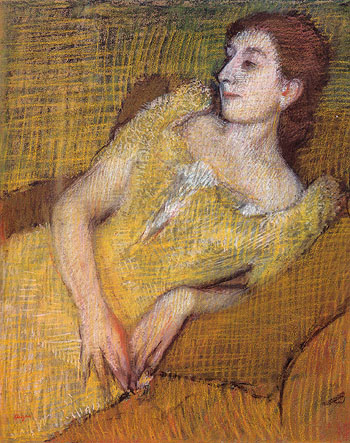 Seated Woman in a Yellow Dress c1890 - Edgar Degas reproduction oil painting