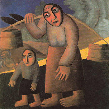 Peasant Woman with Buckets and a Child 1912 - Kasimir Malevich reproduction oil painting