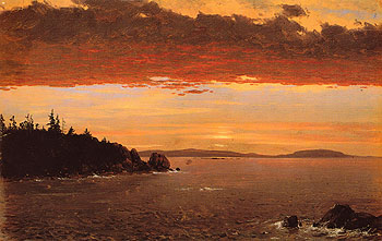 Schoodic Peninsula from Mount Desert Sunrise c1850 - Frederic E Church reproduction oil painting