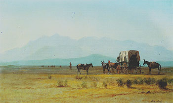Surveyors Wagon in the Rockies c1859 - Albert Bierstadt reproduction oil painting