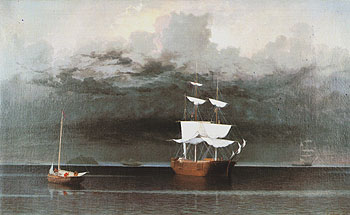 Schooners before an Approaching Storm off Owls Head 1860 - Fitz Hugh Lane reproduction oil painting