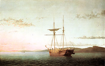 Lumber Schooners at Evening on Penobscot Bay 1863 - Fitz Hugh Lane reproduction oil painting